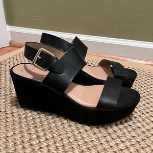 Target black leather platform heels